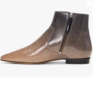 XYD Starry Sky Pointed Toe Ankle Boots Low Heel Dress Shoes with Double Side Zip